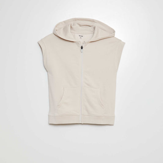 Sweat zippé sans manches BEIGE