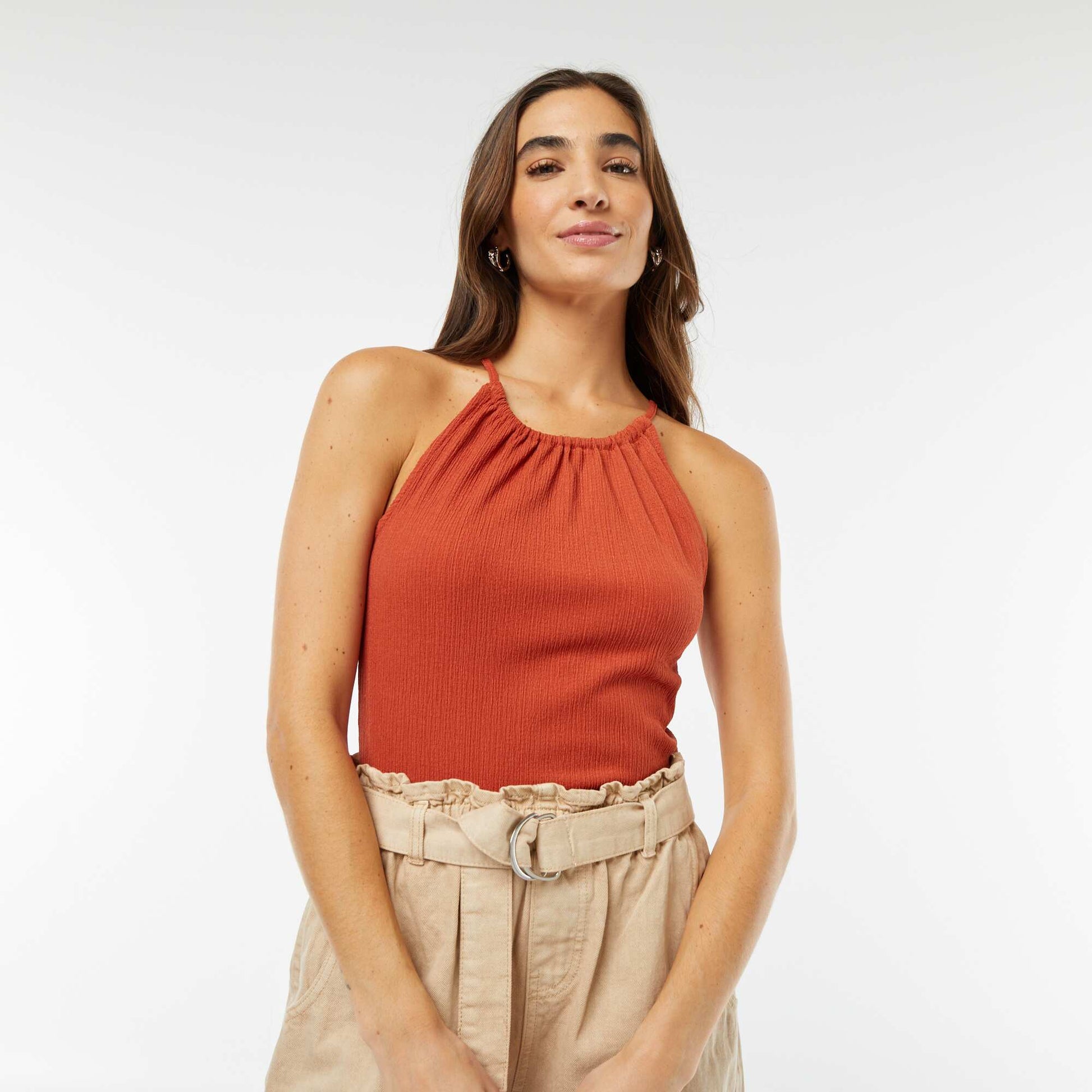 Débardeur avec col élastique ROUGE