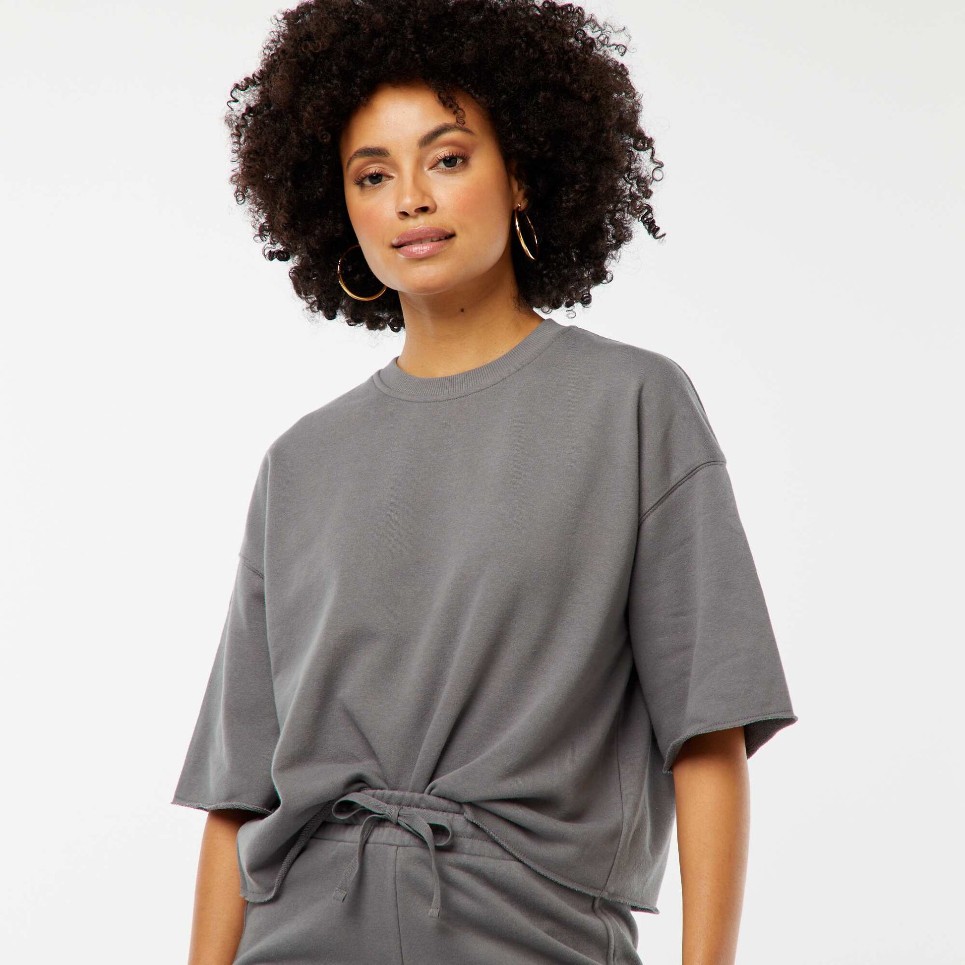 Sweat ample à manches courtes GRIS
