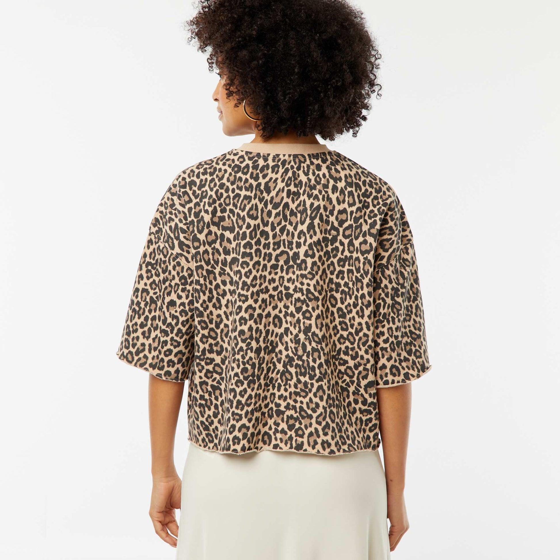 Sweat ample à manches courtes BEIGE