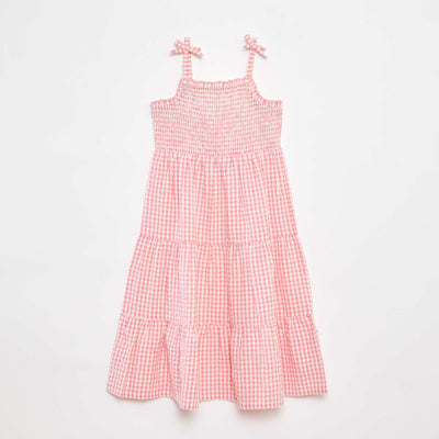 Robe matière crépon avec haut smocké ROSE