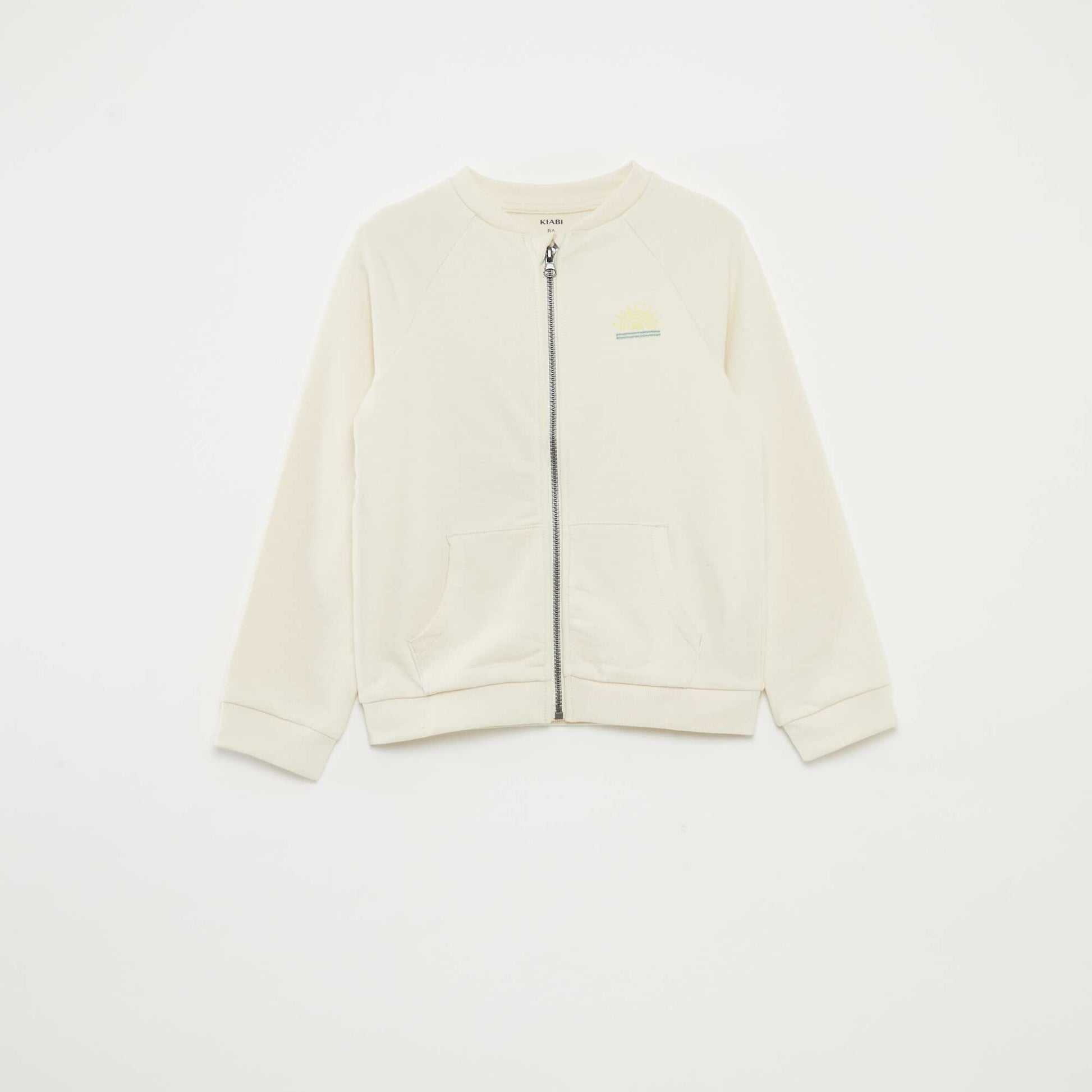 Sweat zippé à col rond BEIGE