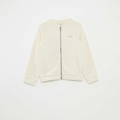 Sweat zippé à col rond BEIGE