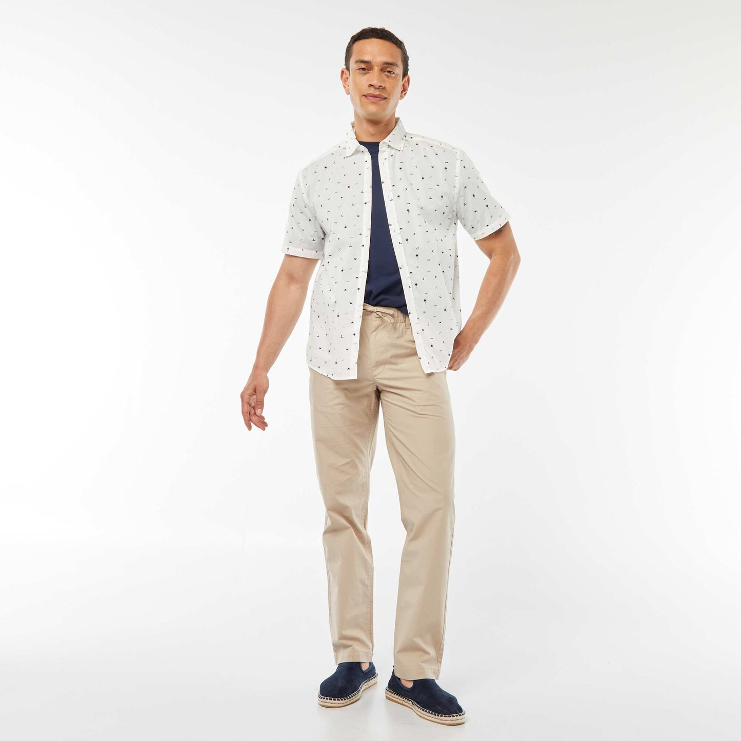 Chemise droite à manches courtes BLANC