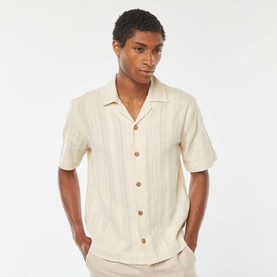 Chemise manches courtes en maille fantaisie BLANC