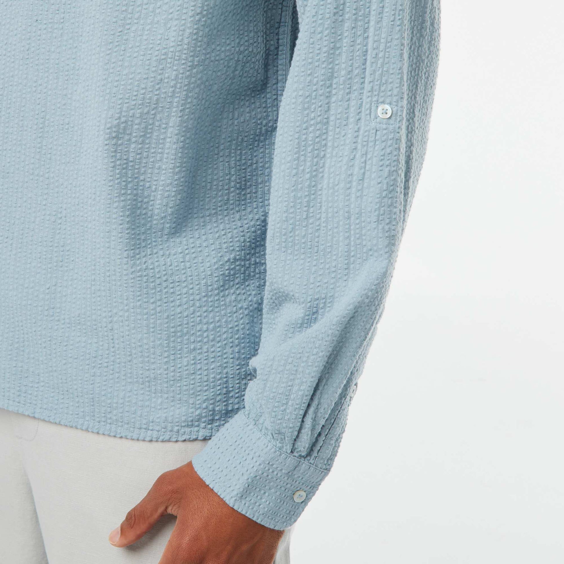 Chemise en maille gaufrée BLEU