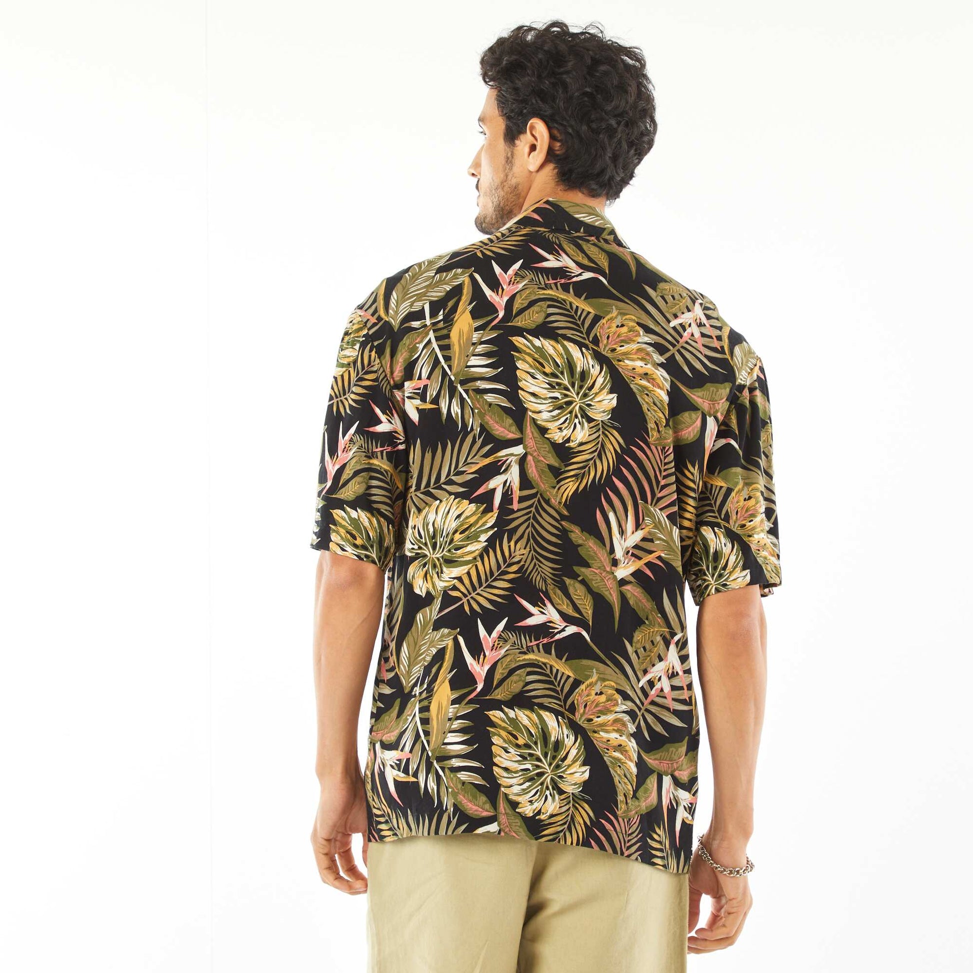 Chemise manches courte à motif NOIR