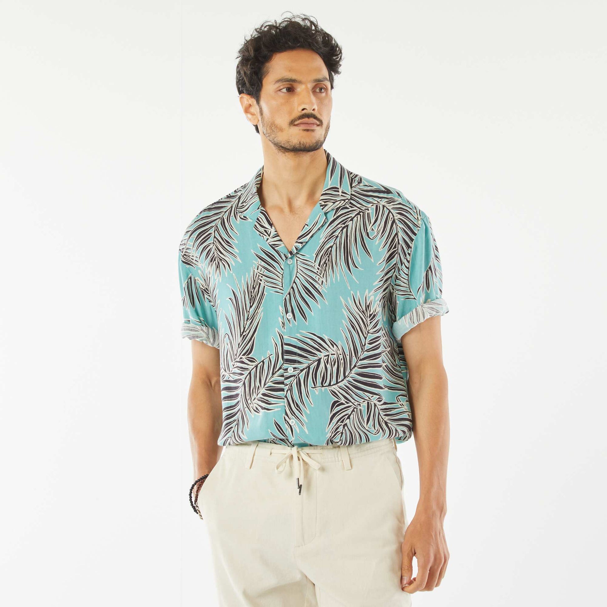 Chemise manches courte à motif BLEU