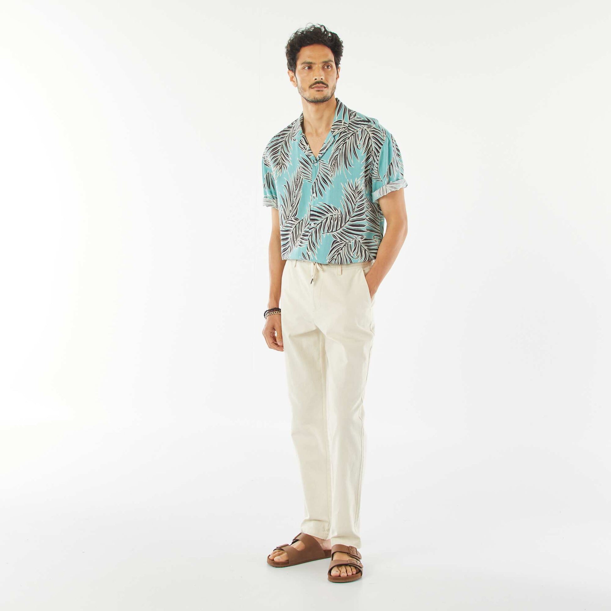Chemise manches courte à motif BLEU