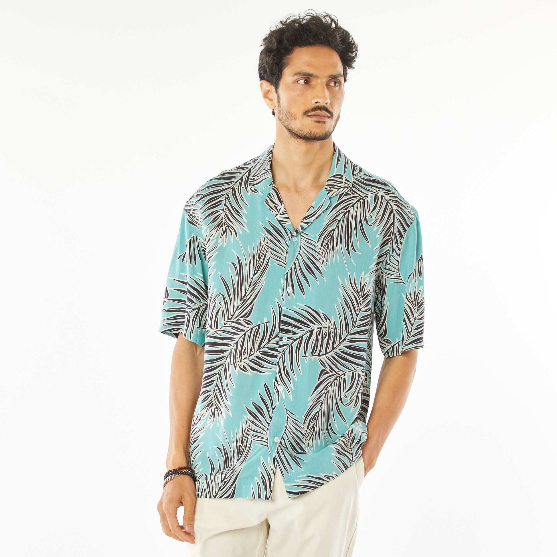 Chemise manches courte à motif BLEU