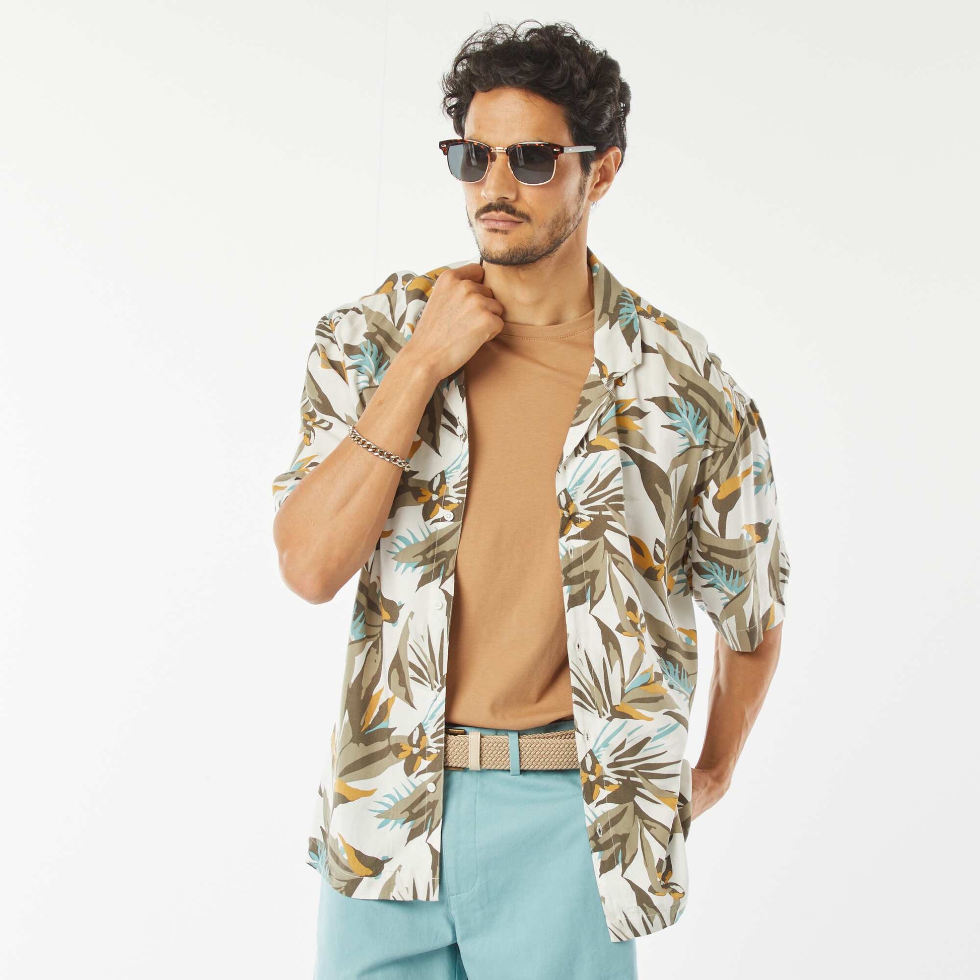 Chemise manches courte à motif VERT