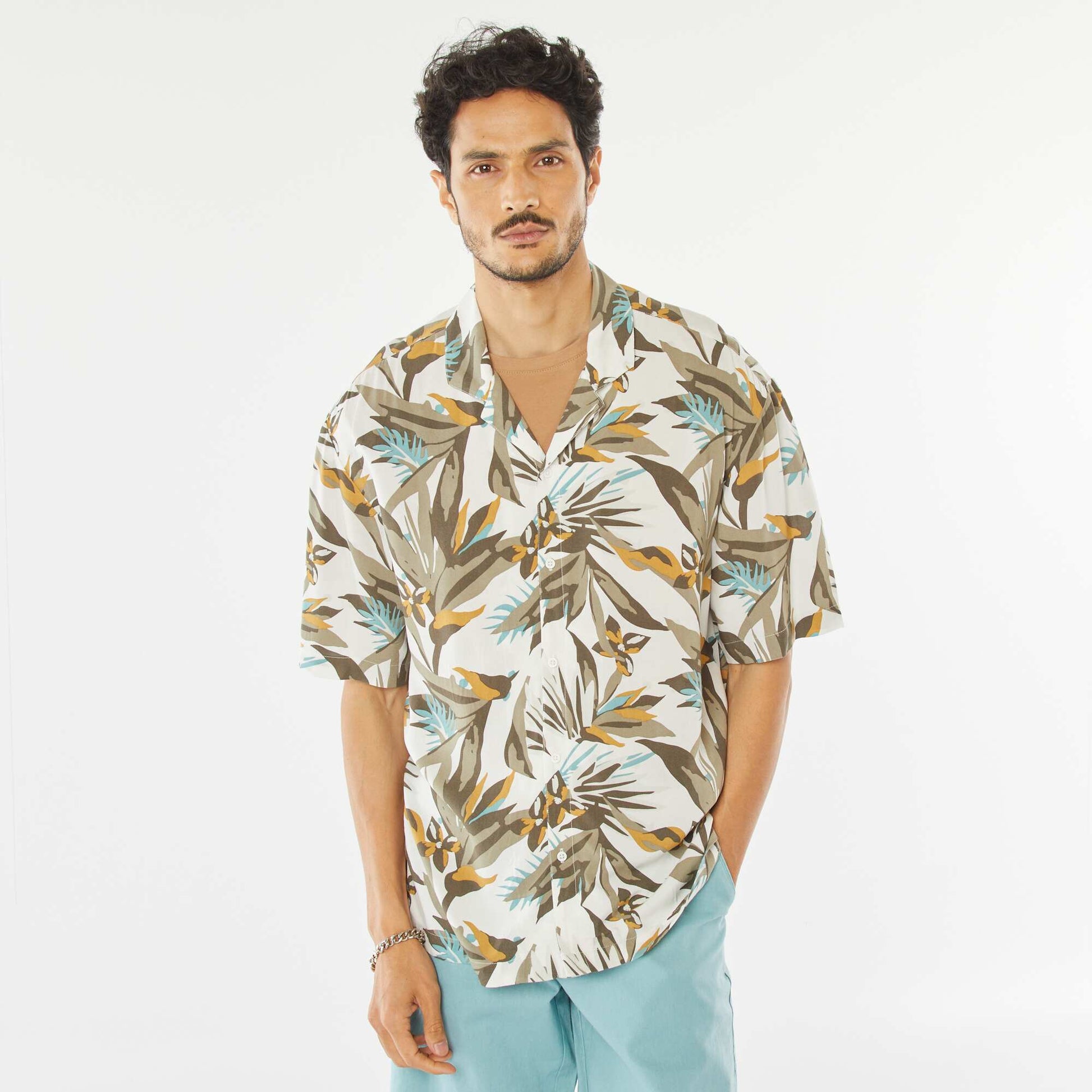 Chemise manches courte à motif VERT