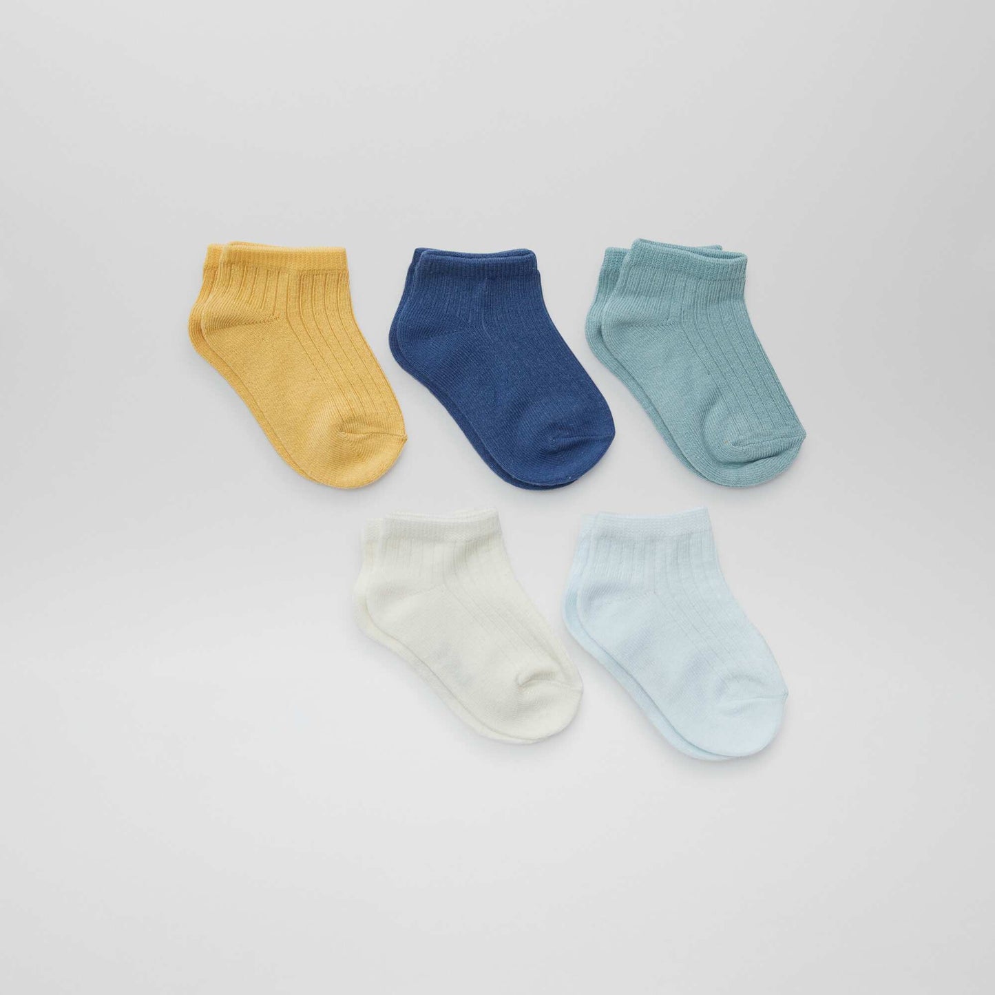 Lot de 5 paires de chaussettes invisibles BLEU/JAUNE