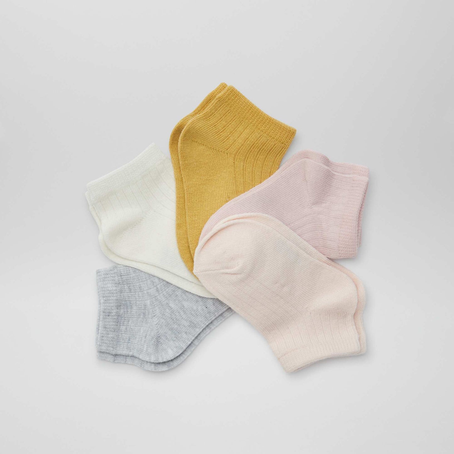 Lot de 5 paires de chaussettes invisibles ROSE/JAUNE