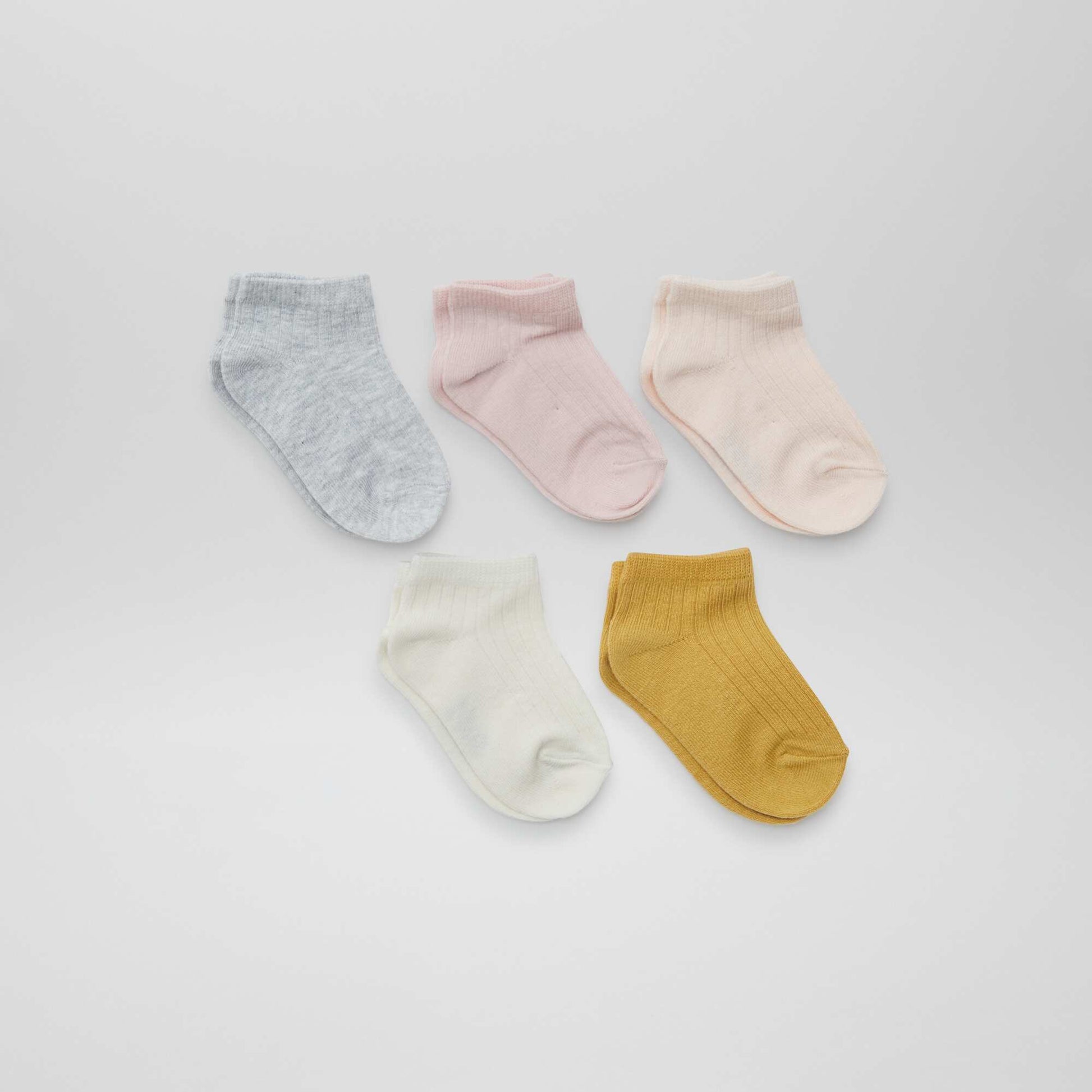 Lot de 5 paires de chaussettes invisibles ROSE/JAUNE