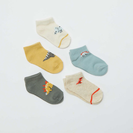 Lot de 5 paires de chaussettes invisibles BLANC/JAUNE