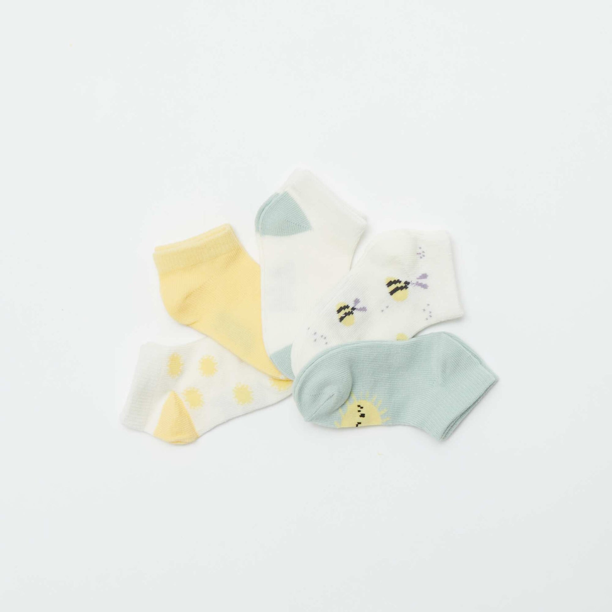 Lot de 5 paires de chaussettes invisibles JAUNE SOLEIL