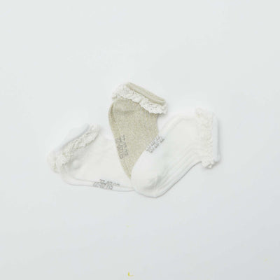 Lot de 3 paires de chaussettes volantées BLANC