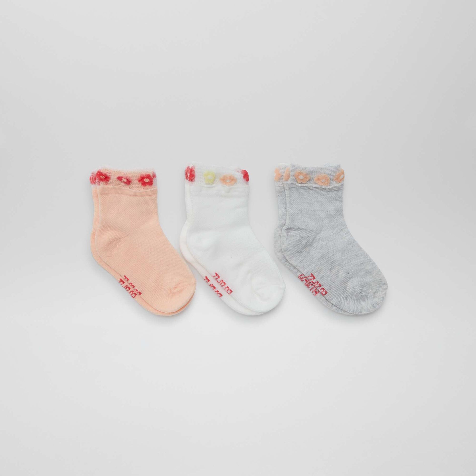 Chaussettes fantaisies en maille - lot de 3 BLANC
