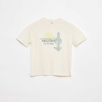 T-shirt avec découpes fantaisies et broderies BEIGE