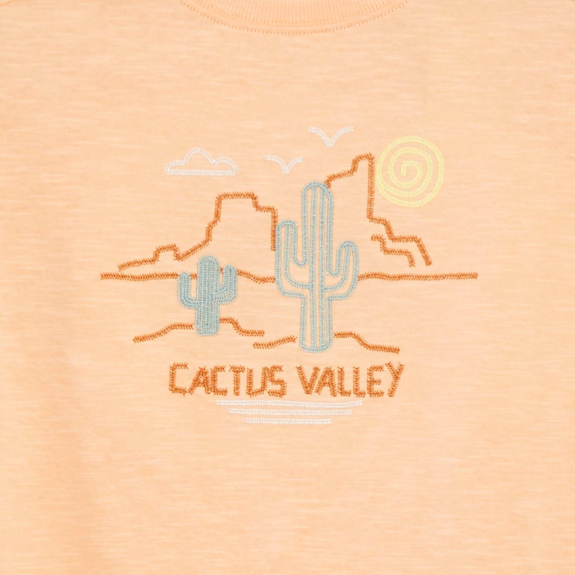 T-shirt avec découpes fantaisies et broderies ORANGE