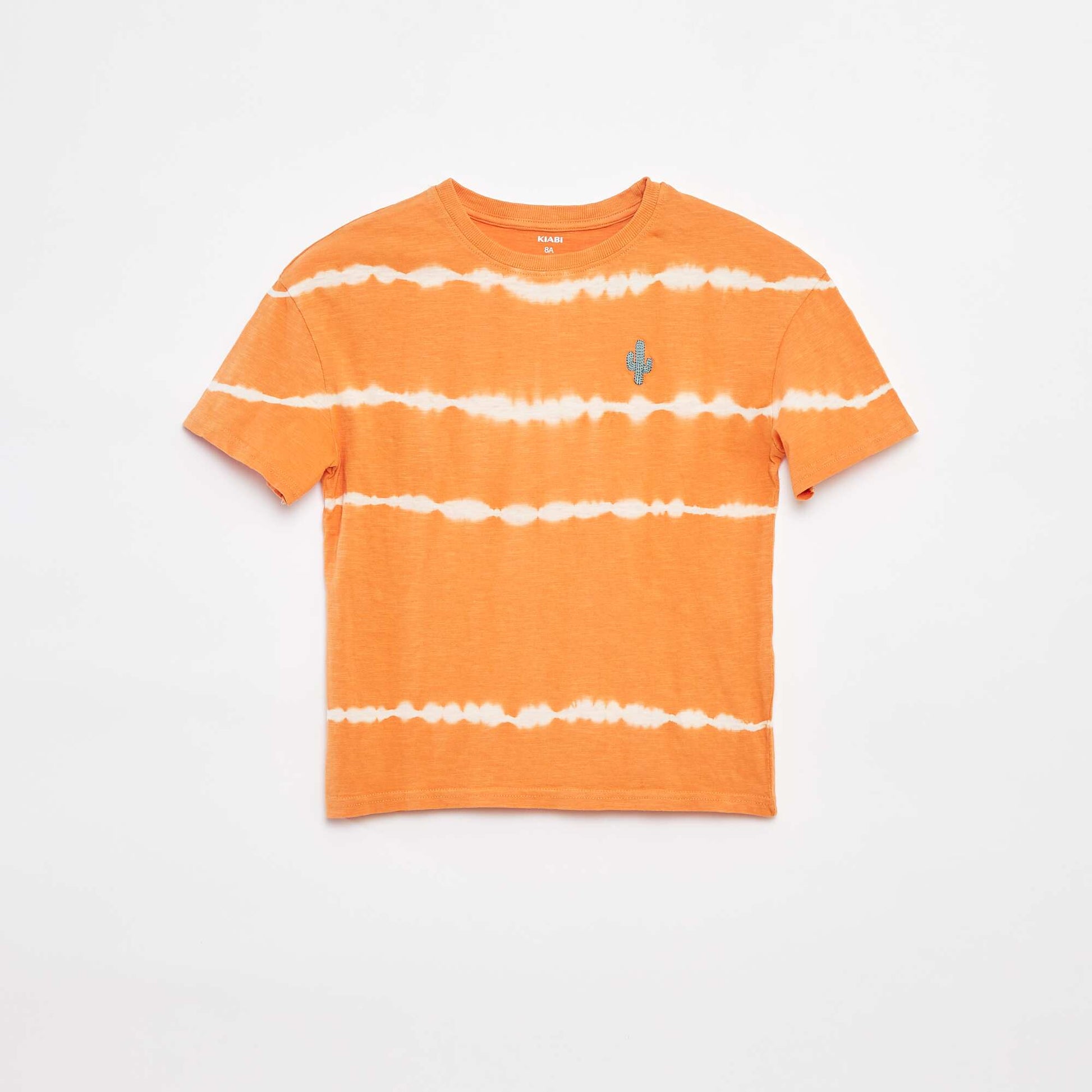 Tee-shirt avec rayures tie and dye ORANGE