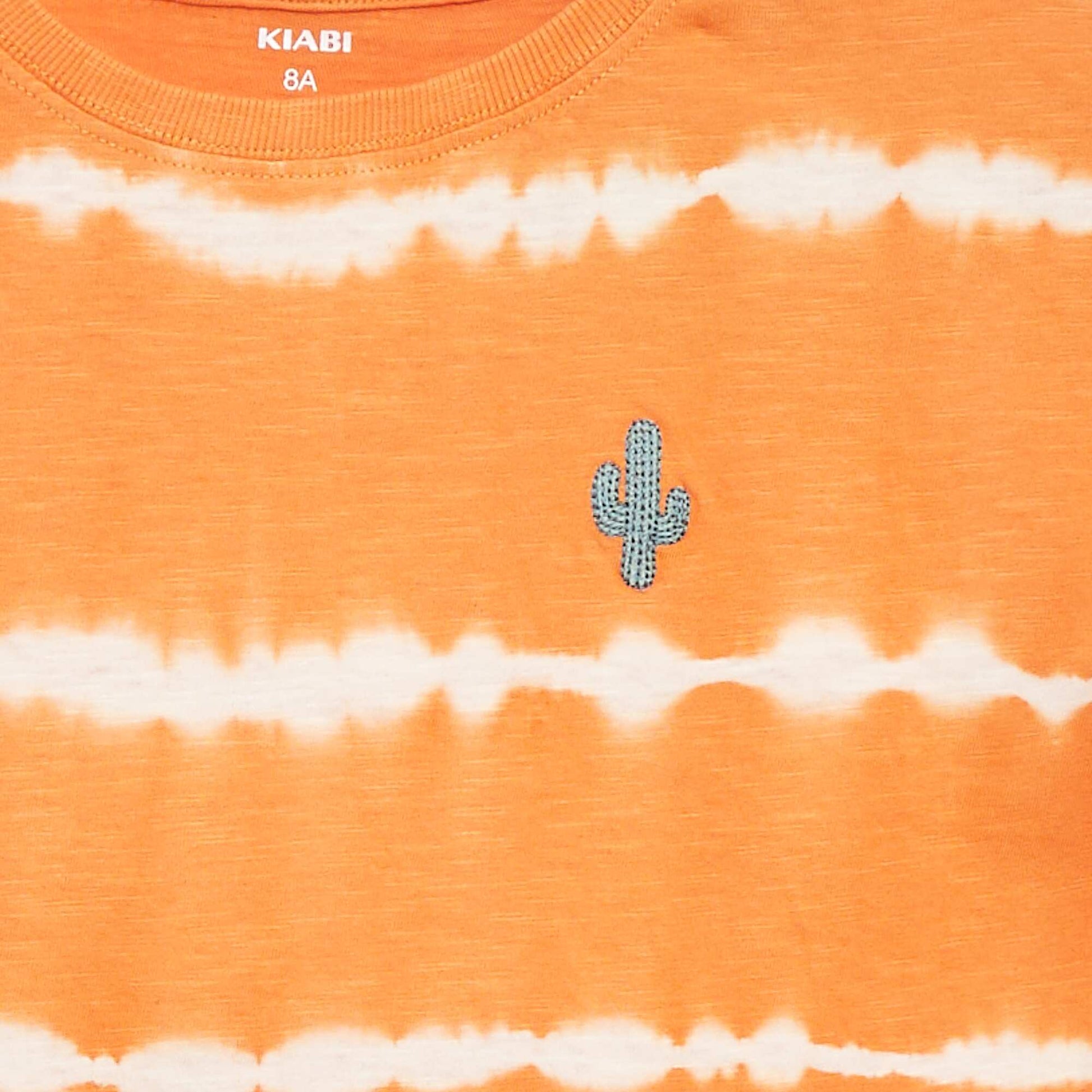 Tee-shirt avec rayures tie and dye ORANGE