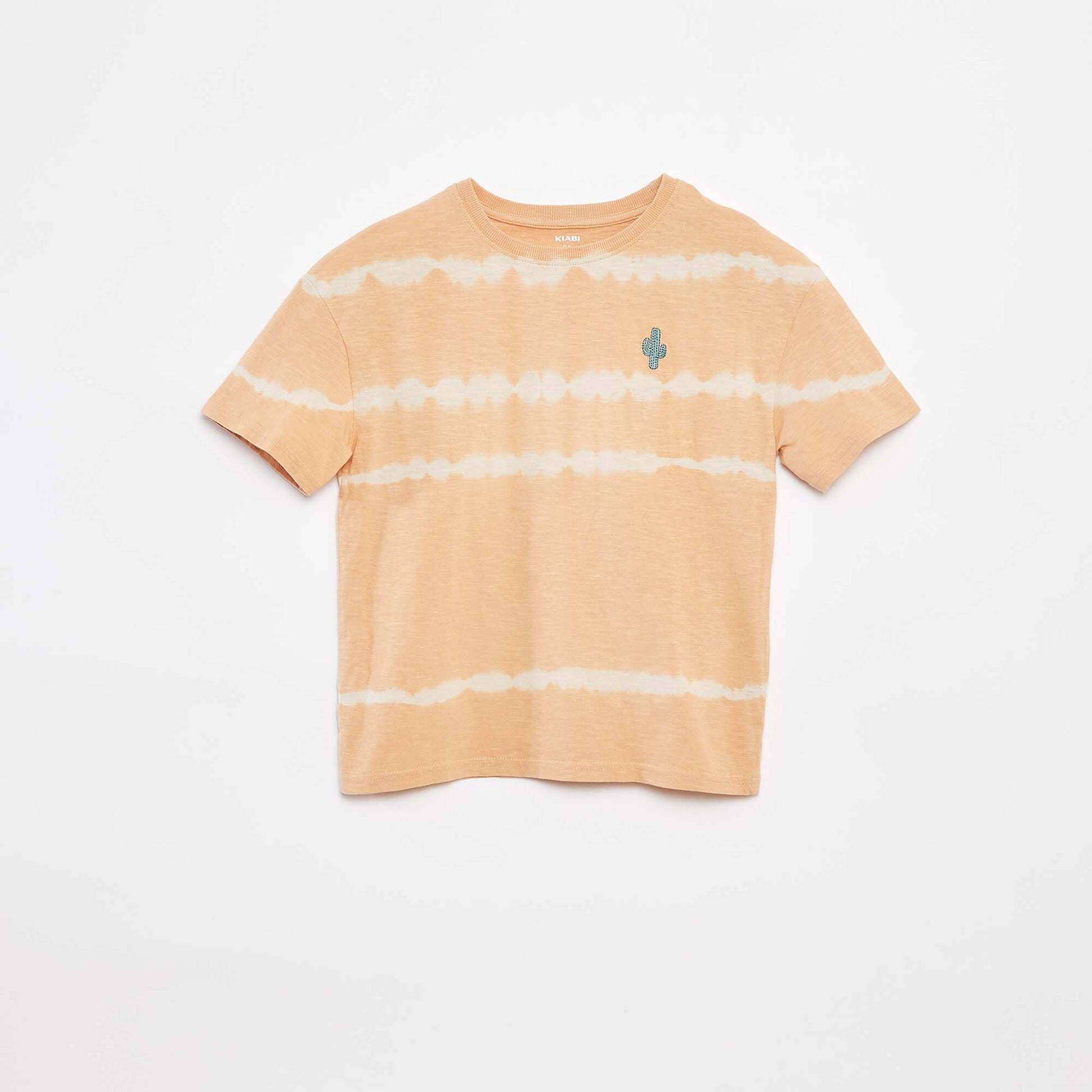 Tee-shirt avec rayures tie and dye BEIGE