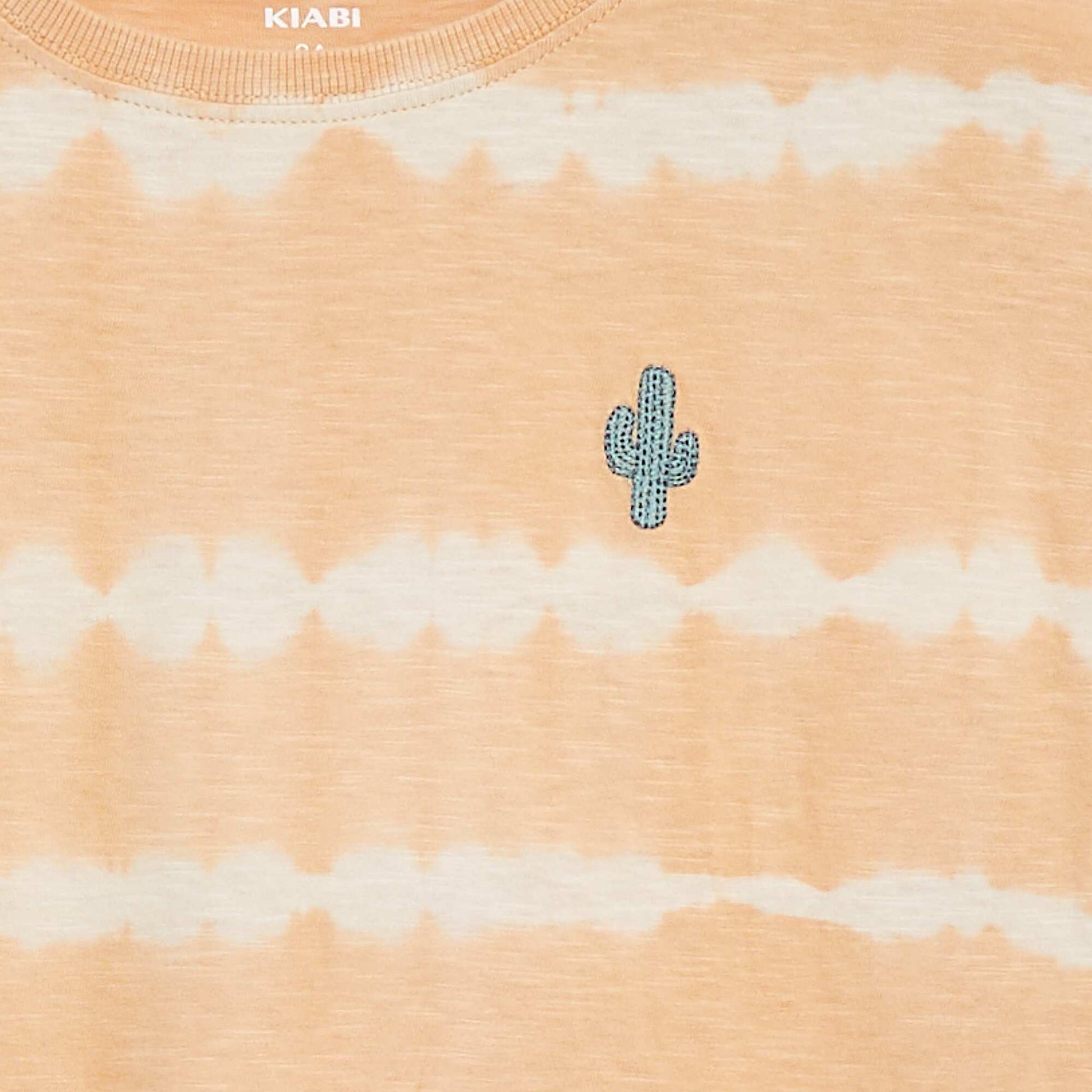 Tee-shirt avec rayures tie and dye BEIGE