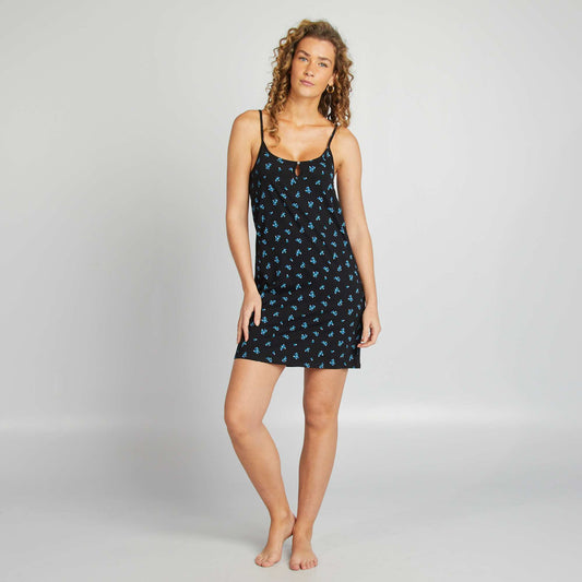 Chemise de nuit à fines bretelles NOIR