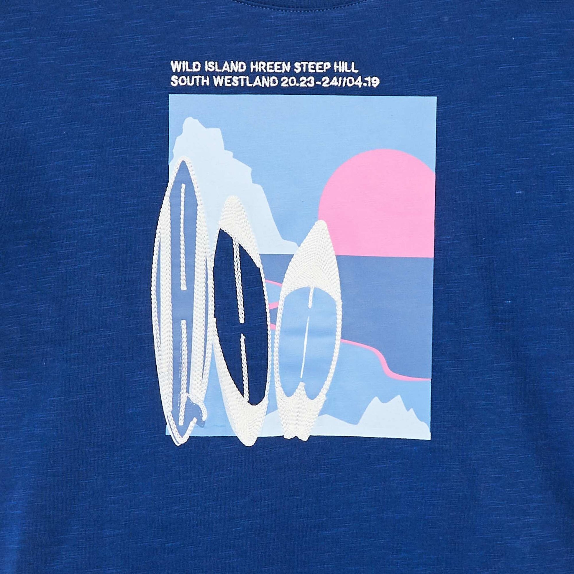 T-shirt à manches courtes avec imprimé BLEU