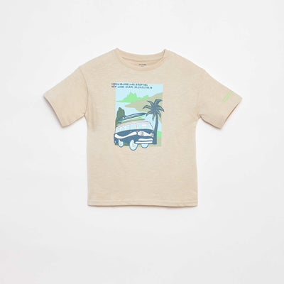 T-shirt à manches courtes avec imprimé BEIGE