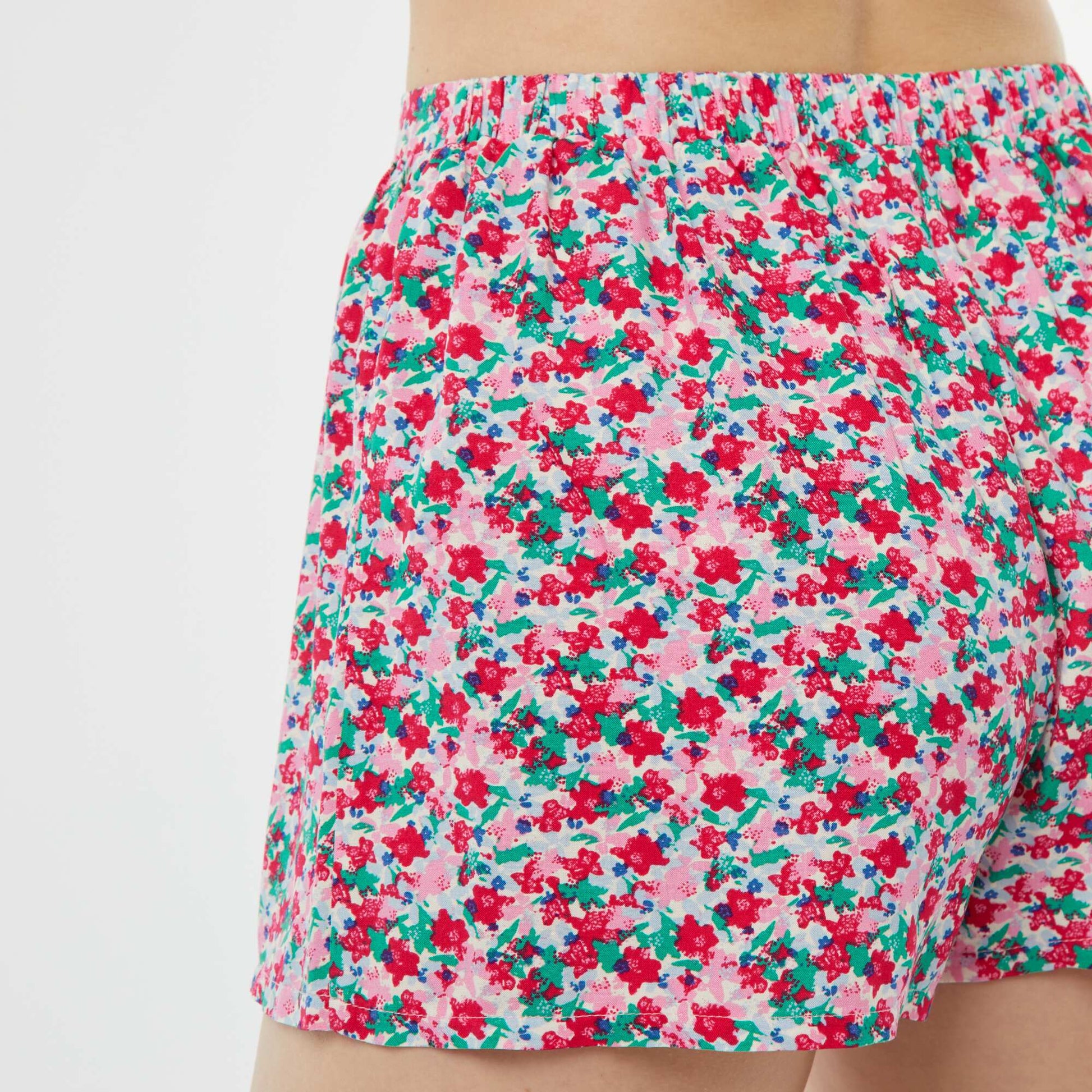 Pyjama short 2 pièces avec tee-shirt noué ROSE FLEURI
