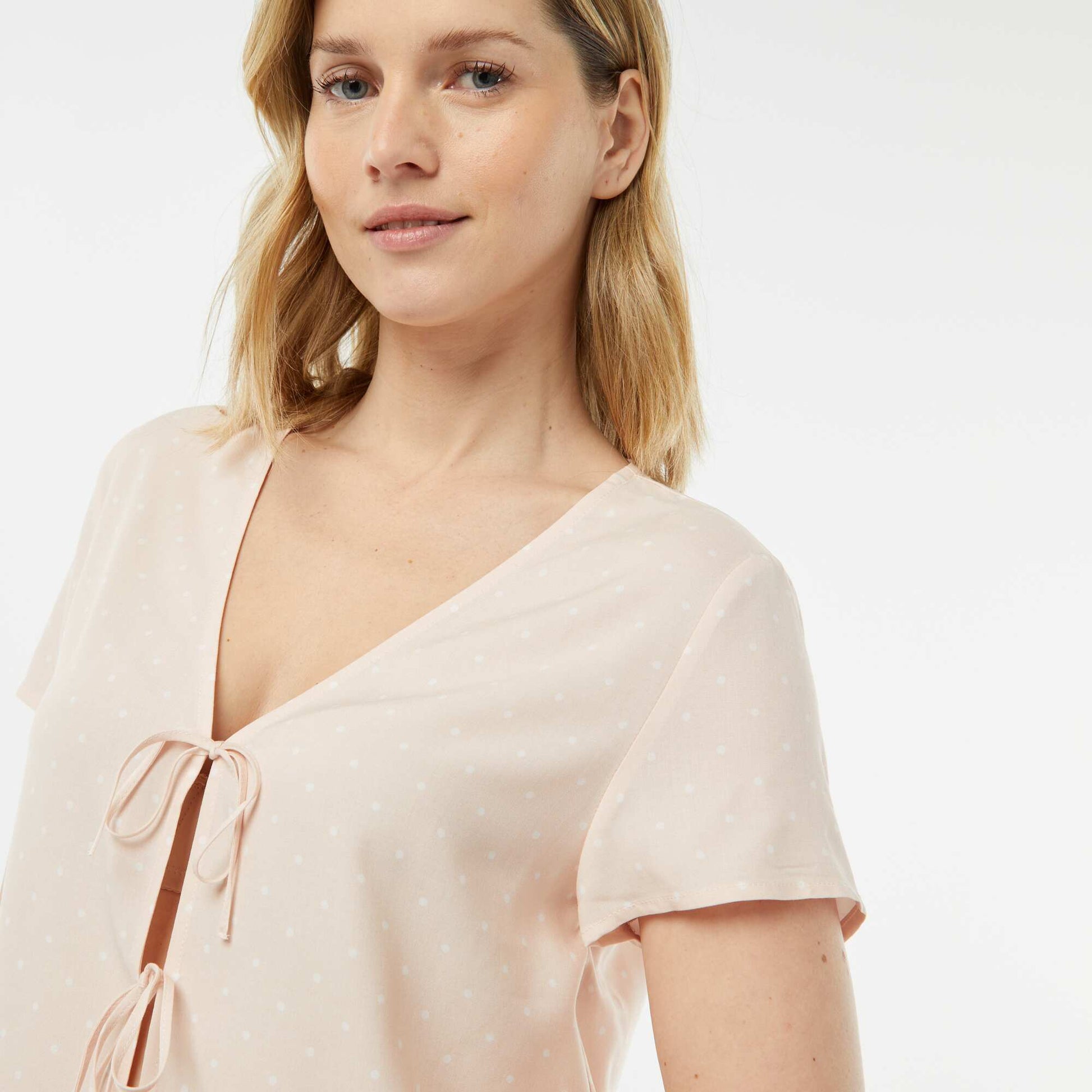 Pyjama short 2 pièces avec tee-shirt noué ROSE