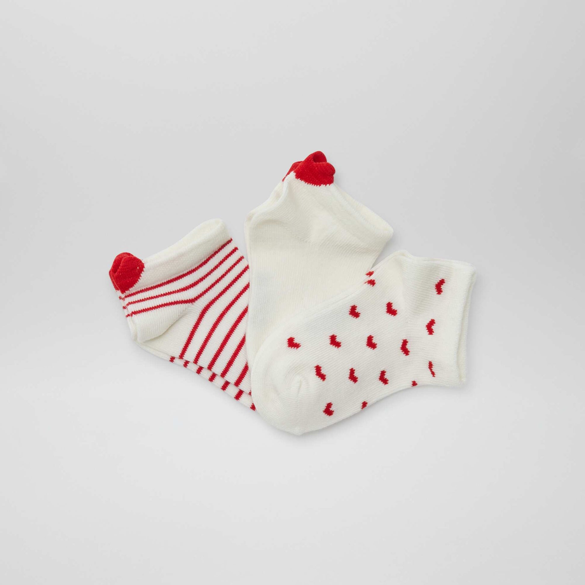 Chaussettes 'cœurs' - lot de 3 BLANC