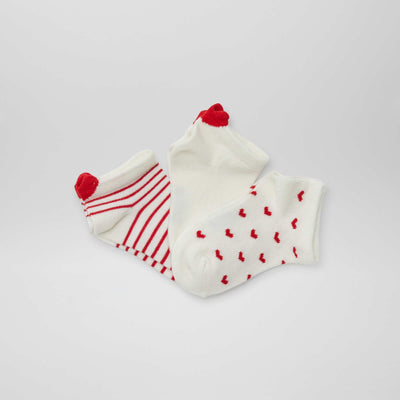 Chaussettes 'cœurs' - lot de 3 BLANC