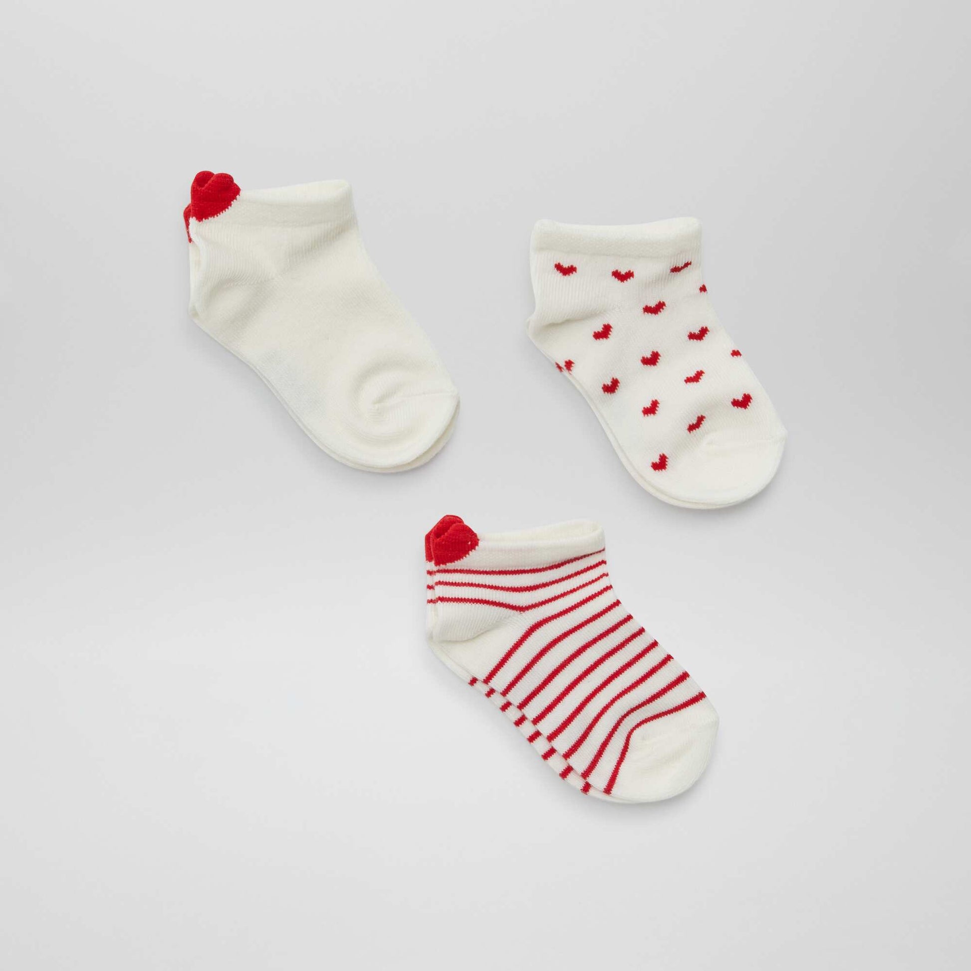 Chaussettes 'cœurs' - lot de 3 BLANC