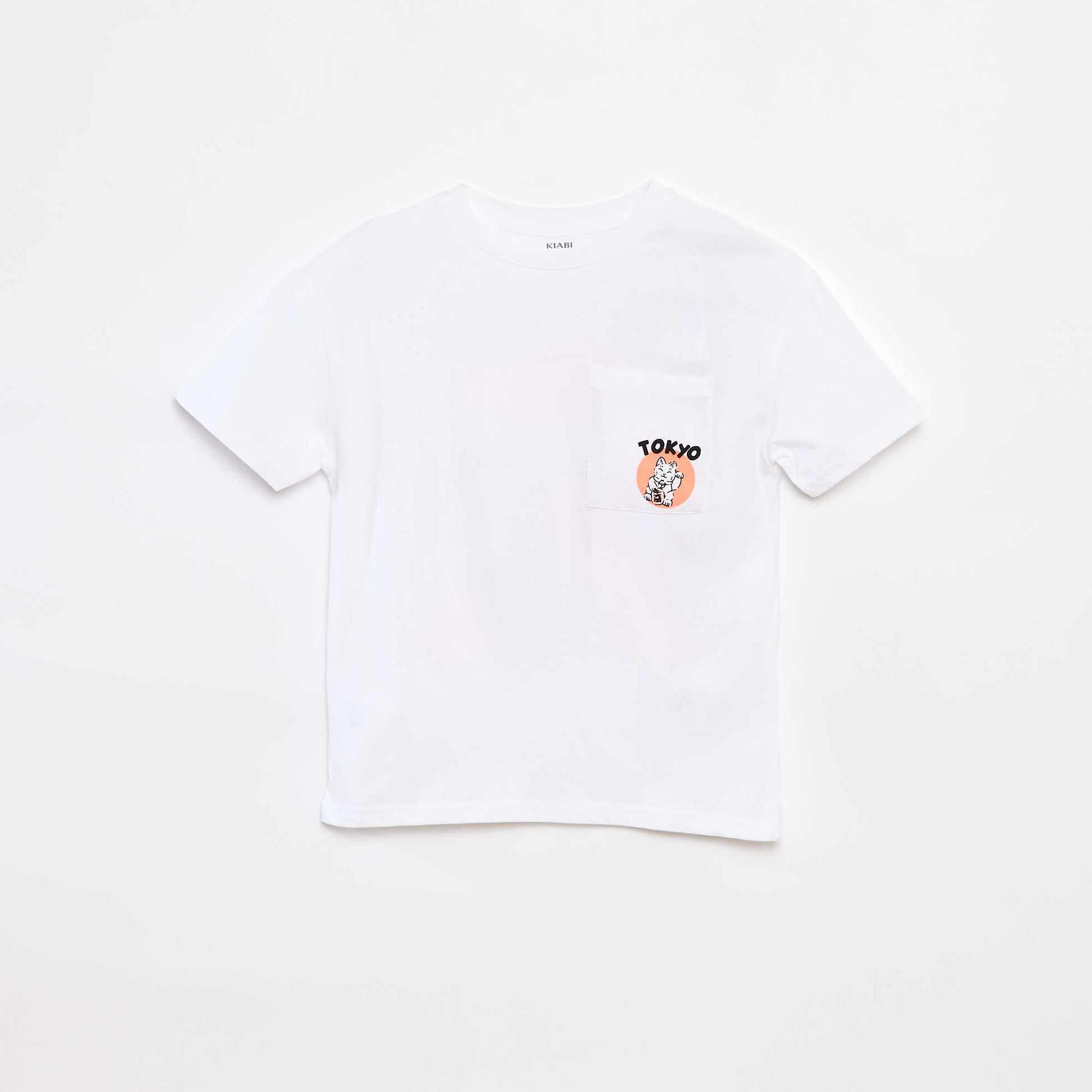 T-shirt loose avec poche poitrine BLANC