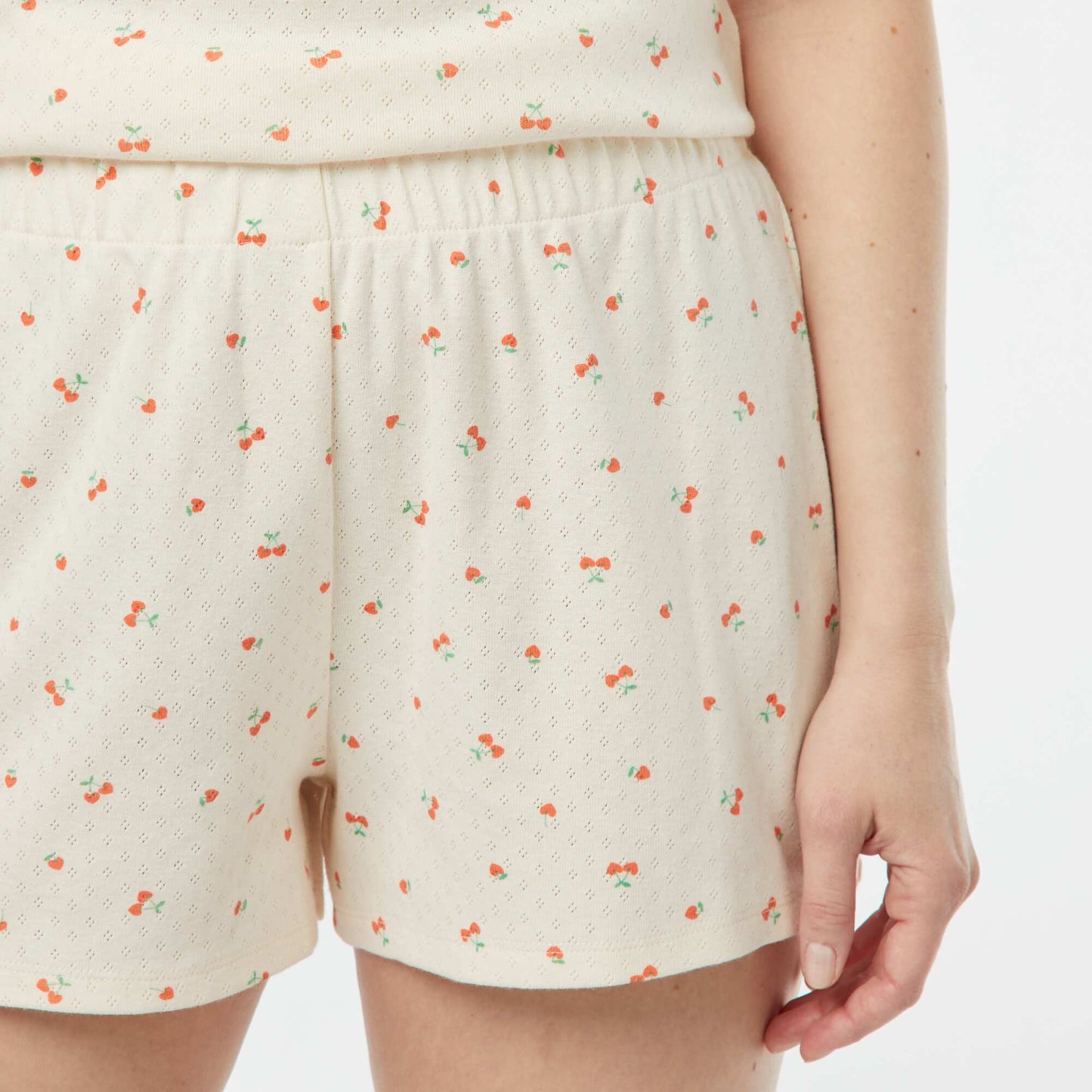 Pyjama short 2 pièces en maille pointelle ROSE