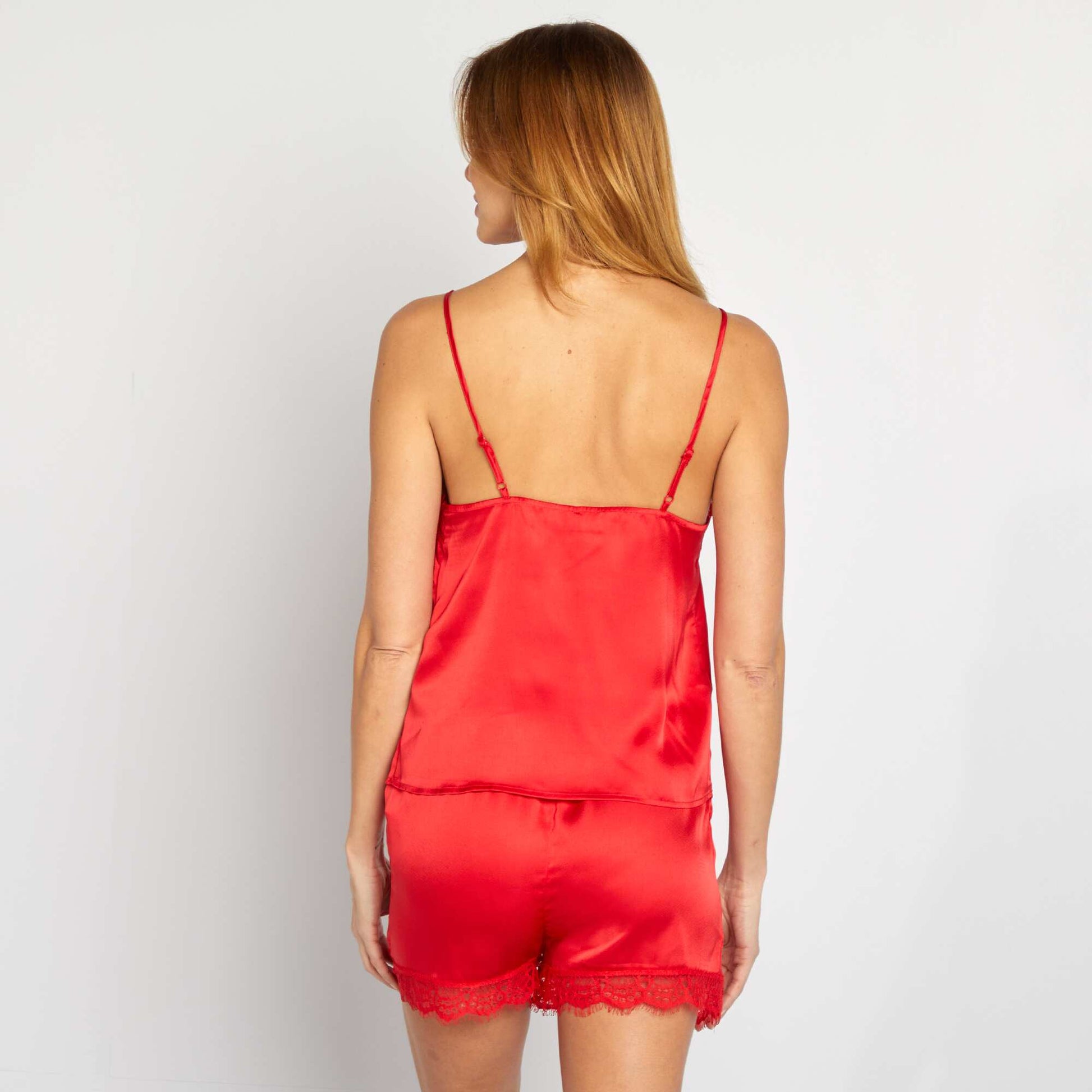 Ensemble de nuit débardeur + short en satin - 2 pièces ROUGE