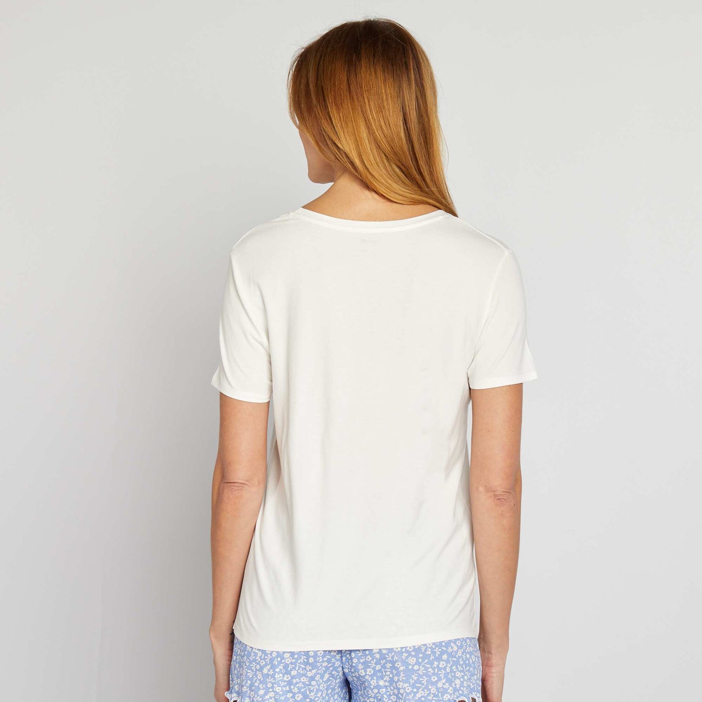 T-shirt fluide col V BLANC