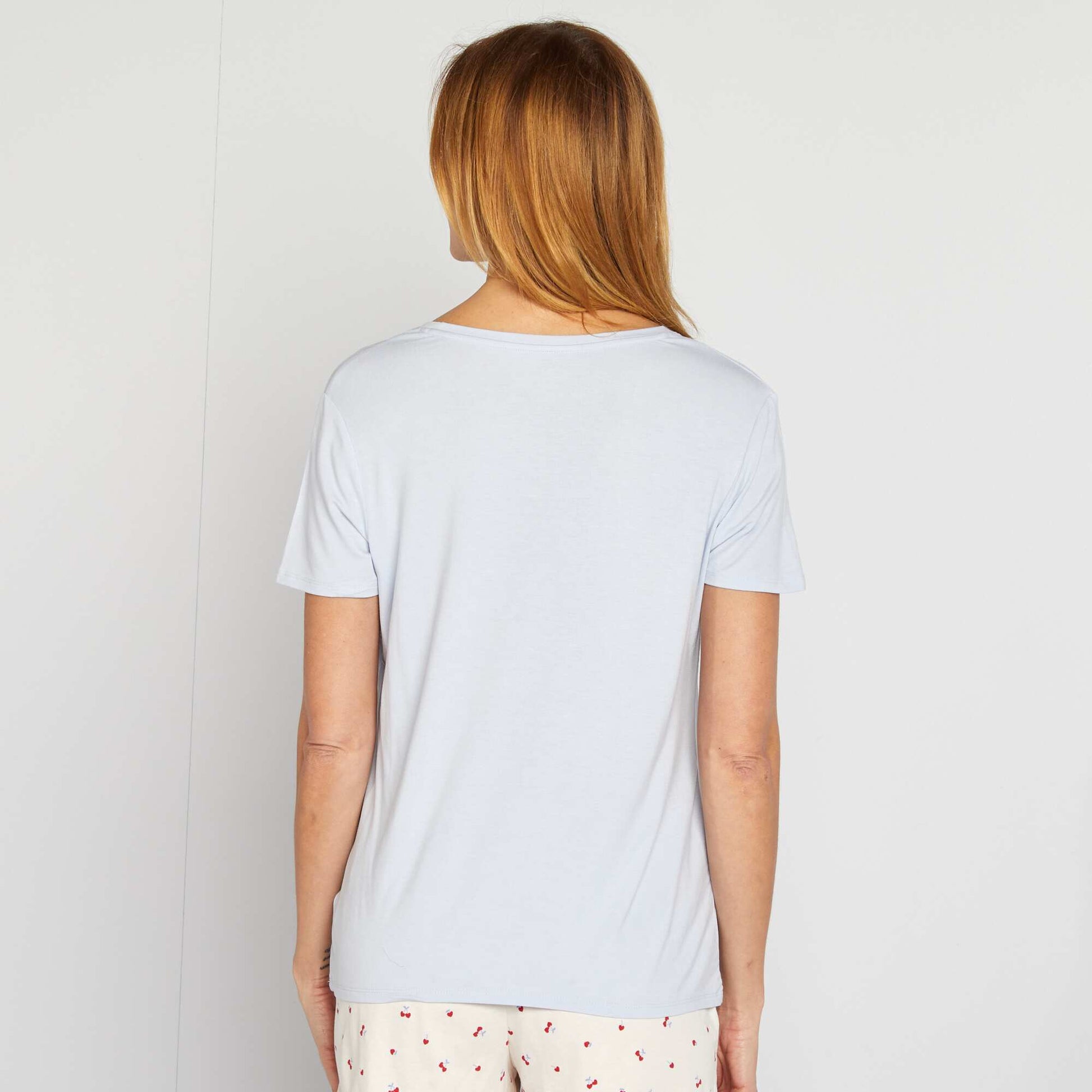 T-shirt fluide col V BLEU