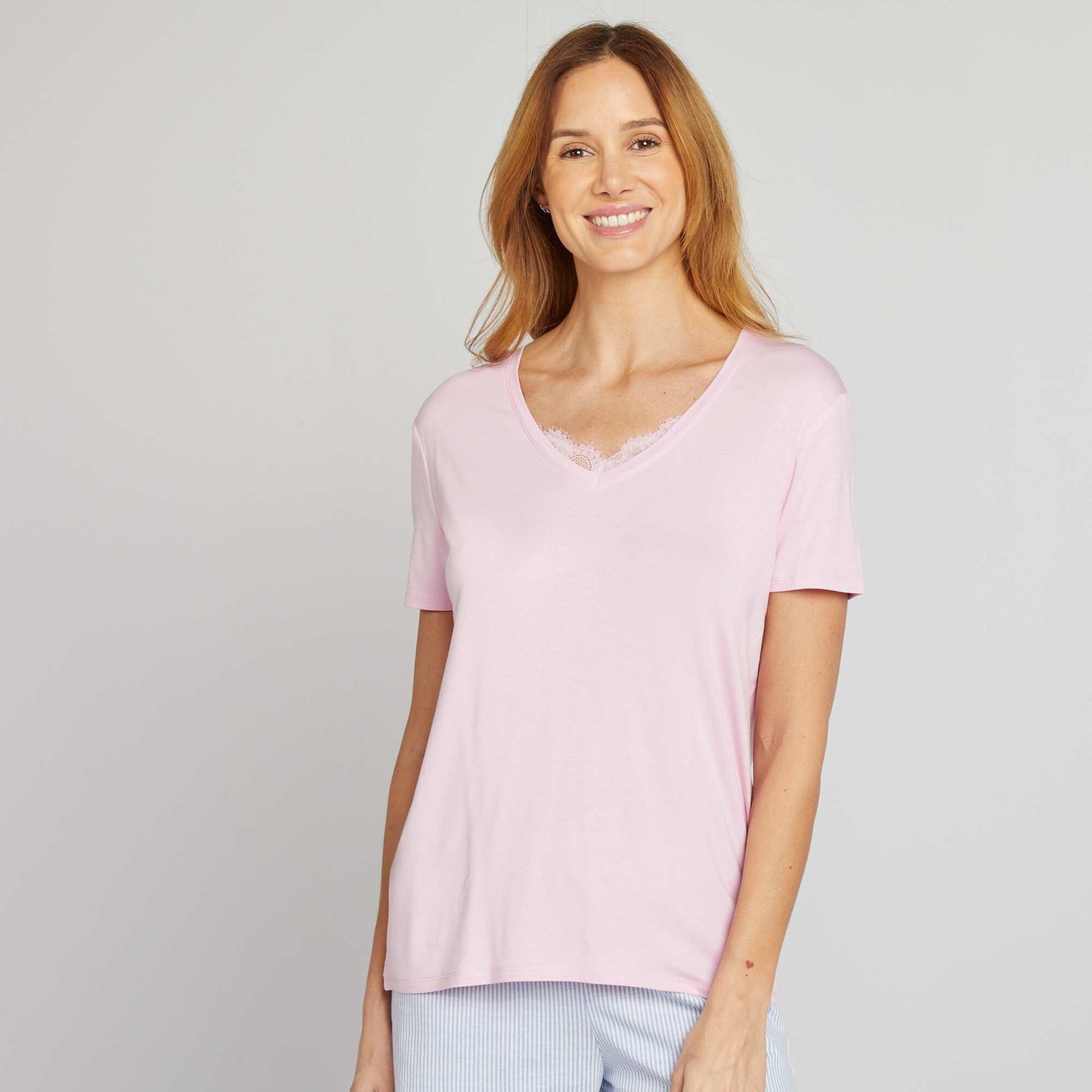 T-shirt fluide col V ROSE