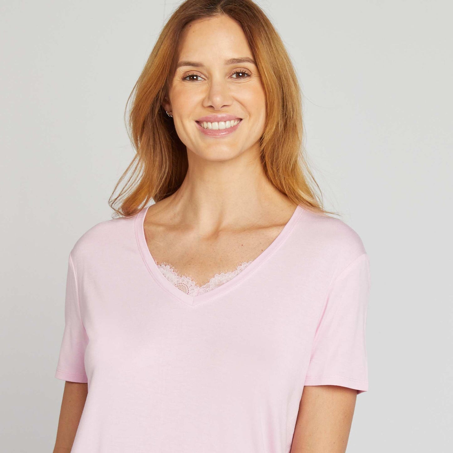 T-shirt fluide col V ROSE