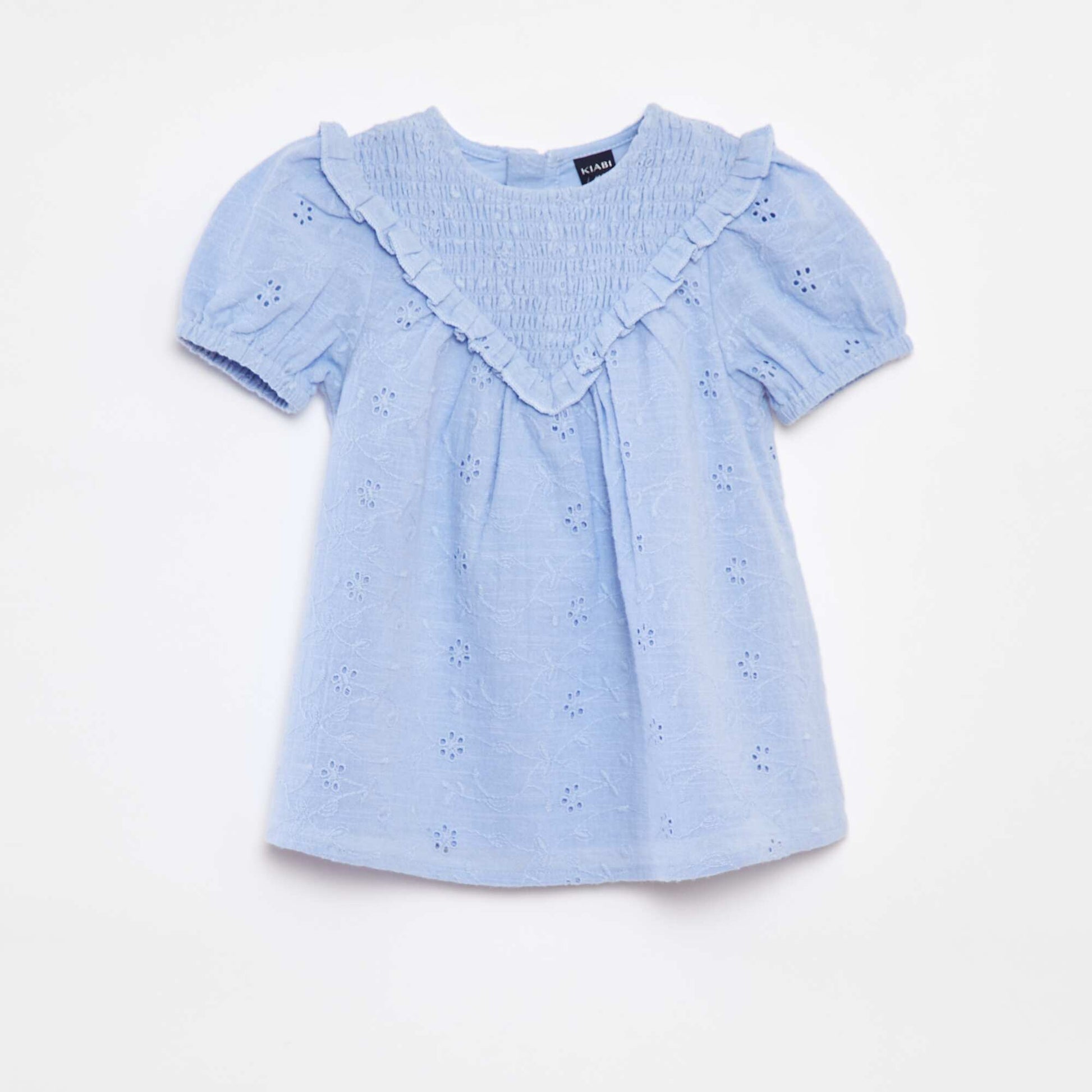 Ensemble robe avec broderies anglaises + culotte - 2 pièces BLEU