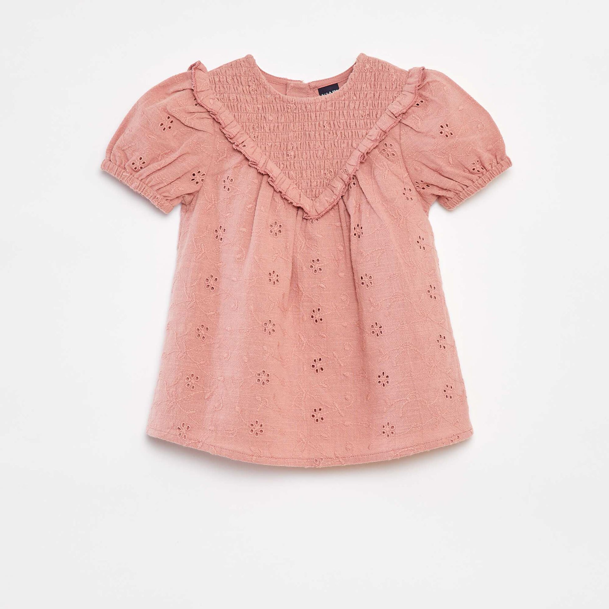 Ensemble robe avec broderies anglaises + culotte - 2 pièces ROSE