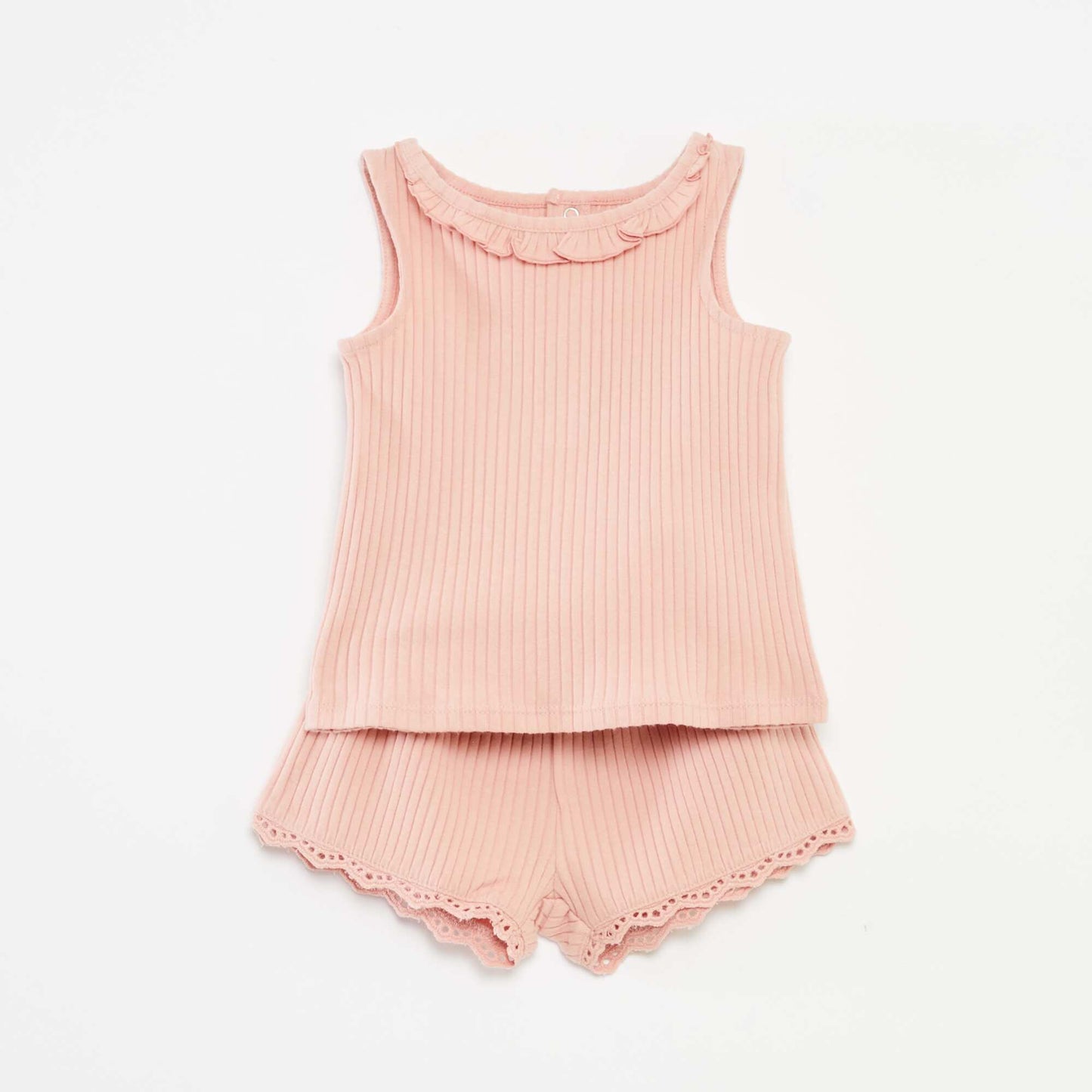 Ensemble débardeur + short en maille côtelée - 2 pièces ROSE