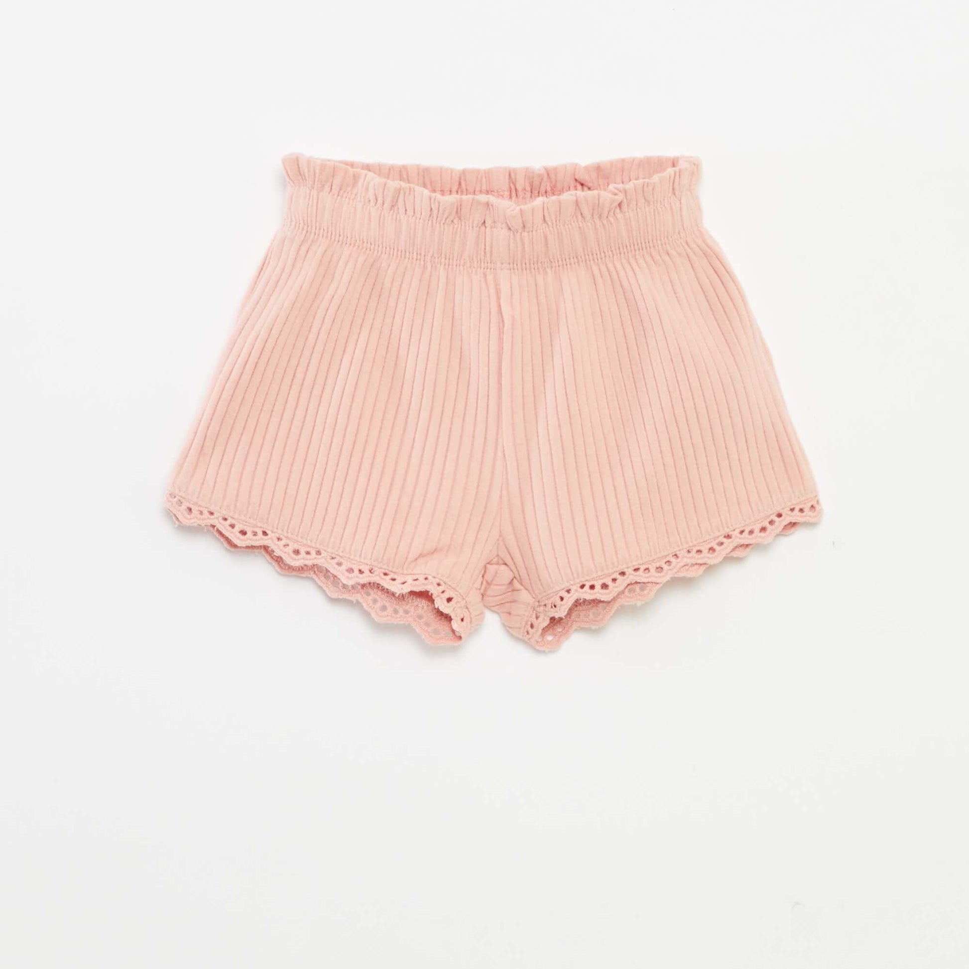 Ensemble débardeur + short en maille côtelée - 2 pièces ROSE