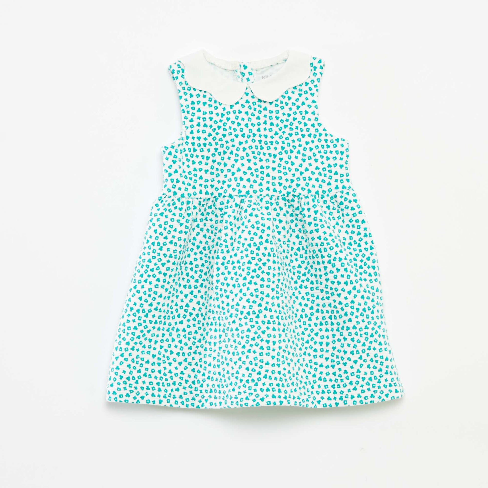 Robe sans manches en maille froissée avec motif BLANC