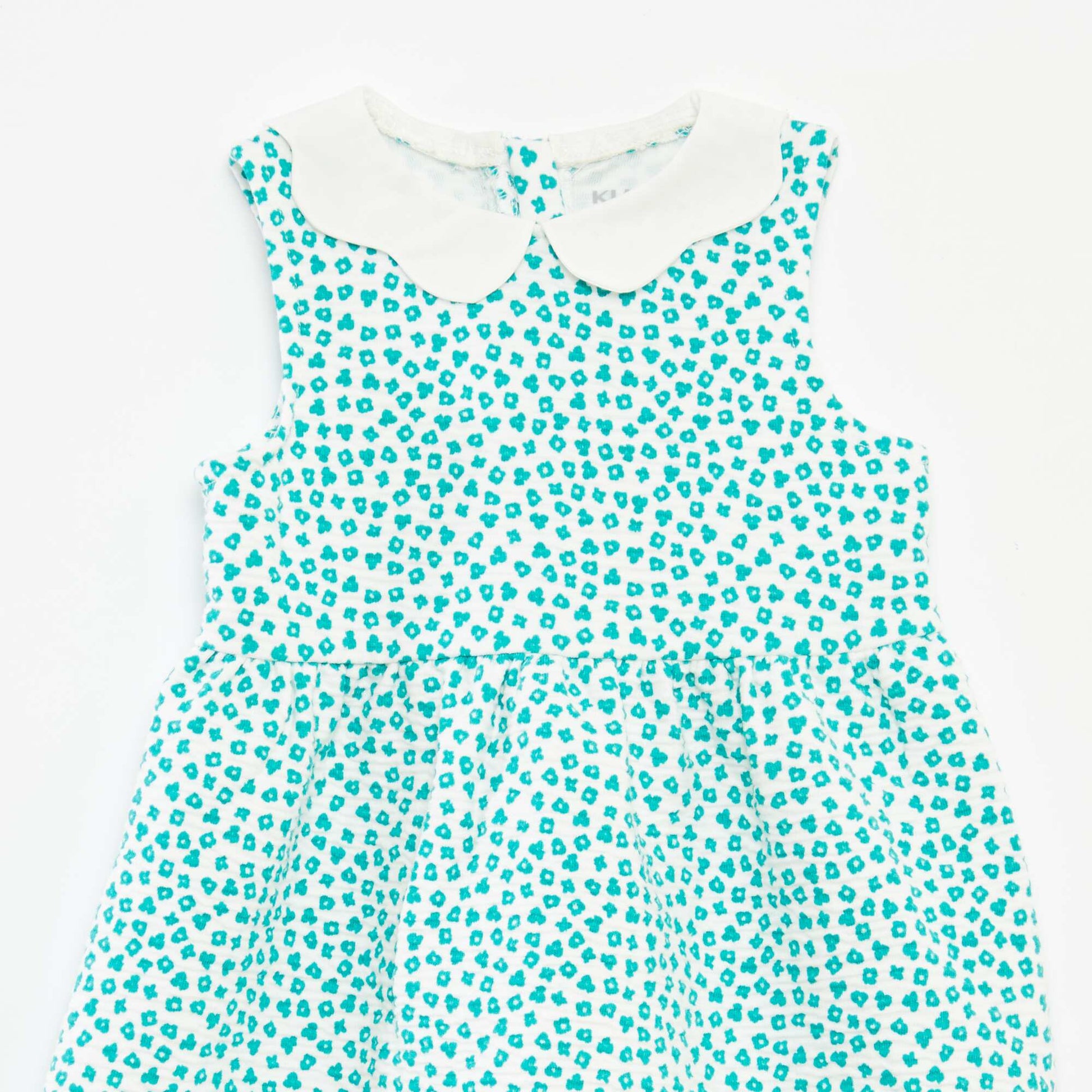 Robe sans manches en maille froissée avec motif BLANC